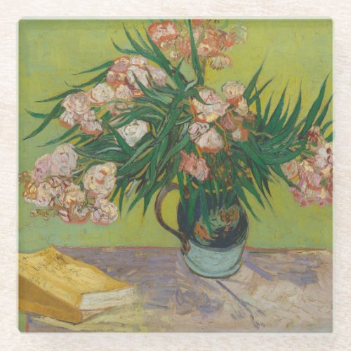 vincent van gogh oleander flower painting glass coaster