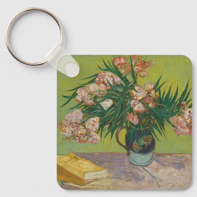 Vincent Van Gogh Oleander flower painting Keychain (Front)