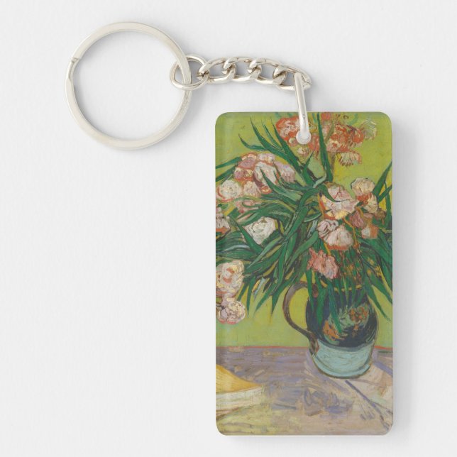 Vincent Van Gogh Oleander flower painting Keychain (Front)