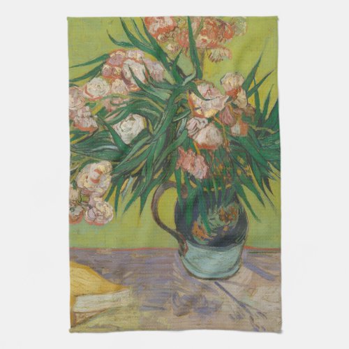 vincent van gogh oleander flower painting kitchen towel