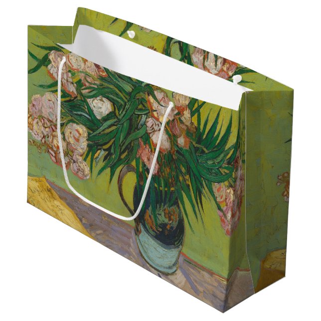 Vincent Van Gogh Oleander flower painting Large Gift Bag (Front Angled)