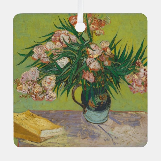 Vincent Van Gogh Oleander flower painting Metal Ornament (Front)