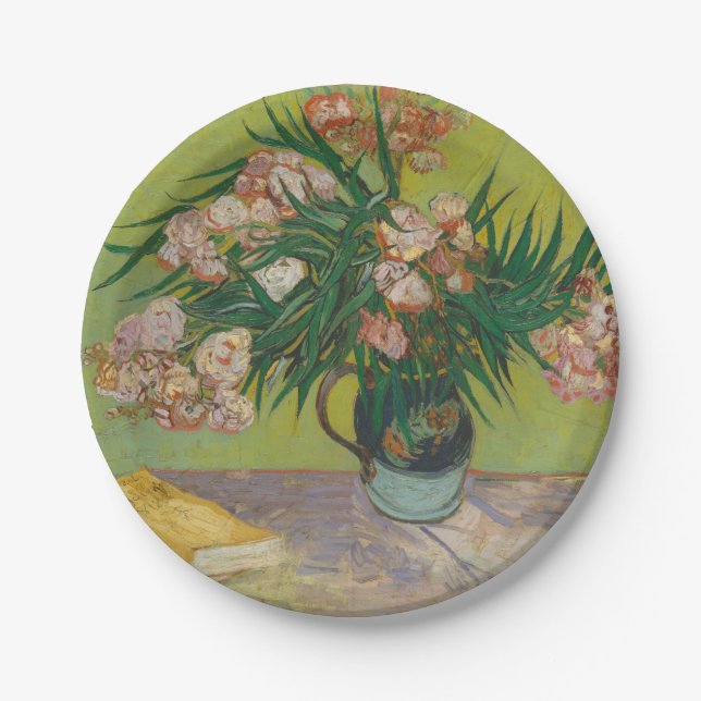 Vincent Van Gogh Oleander flower painting Paper Plates (Front)