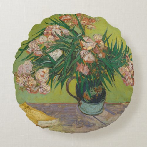 vincent van gogh oleander flower painting round pillow