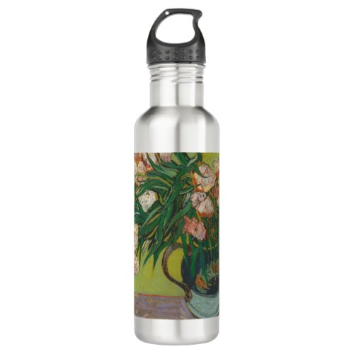 vincent van gogh oleander flower painting stainless steel water bottle