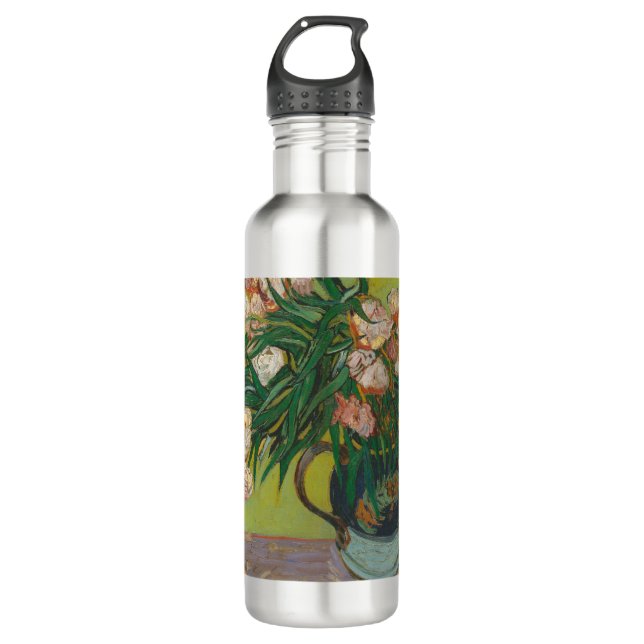 Vincent Van Gogh Oleander flower painting Stainless Steel Water Bottle (Front)