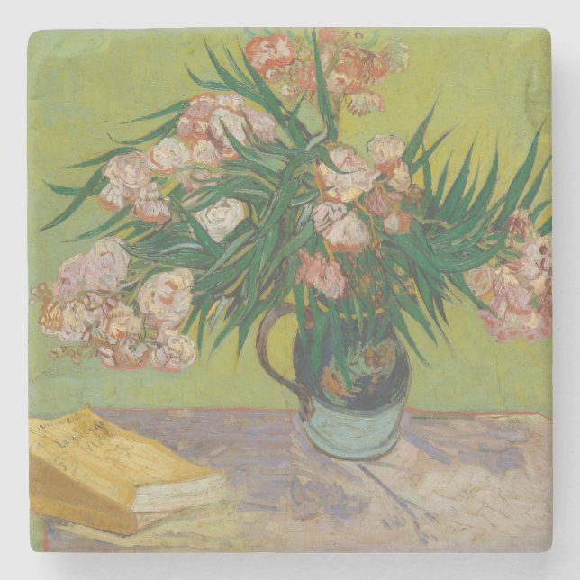 Vincent Van Gogh Oleander flower painting Stone Coaster (Front)