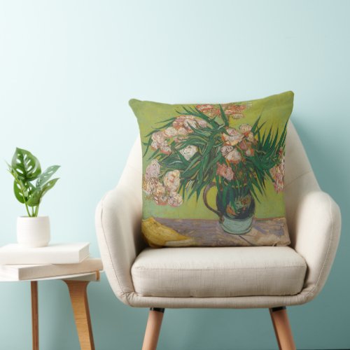 vincent van gogh oleander flower painting throw pillow