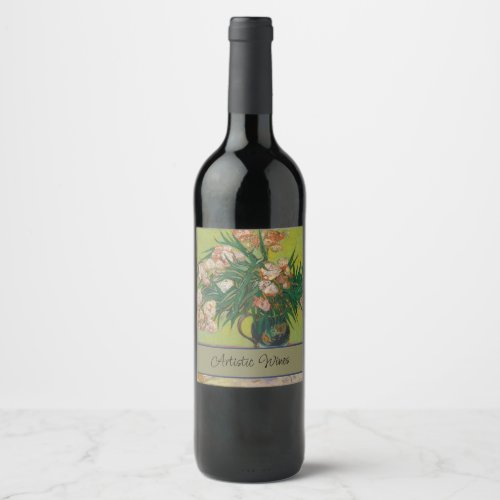 vincent van gogh oleander flower painting wine label