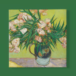 Vincent Van Gogh Oleanders Vintage Floral Painting Faux Canvas Print<br><div class="desc">Beautiful artwork from 1888 by the famous impressionist painter Vincent Van Gogh. This impressionism floral art features Oleander flowers in a vase on a table with yellow books on a nice green print for vintage room decor.</div>