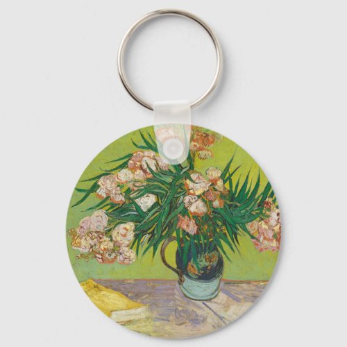 Vincent Van Gogh Oleanders Vintage Floral Painting Keychain