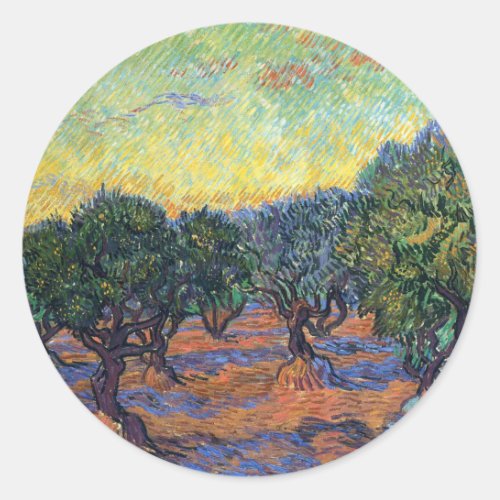 Vincent Van Gogh Olive Grove Impressionism Art Classic Round Sticker