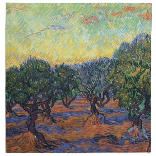 Vincent Van Gogh Olive Grove Impressionism Art Cloth Napkin