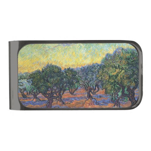 Vincent Van Gogh Olive Grove Impressionism Art Gunmetal Finish Money Clip