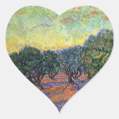 Vincent Van Gogh Olive Grove Impressionism Art Heart Sticker