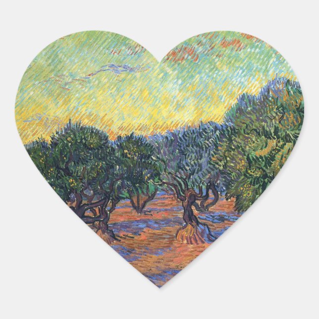 Vincent Van Gogh Olive Grove Impressionism Art Heart Sticker (Front)