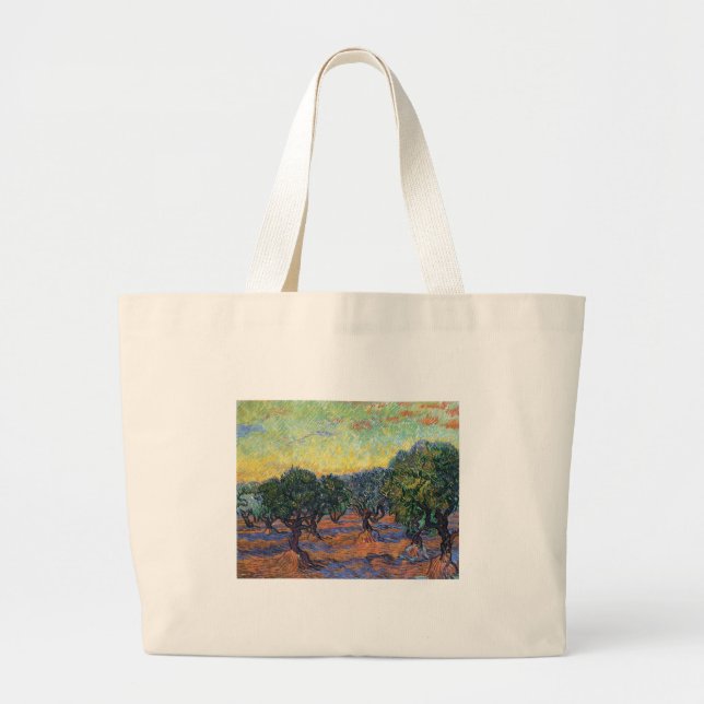 Vincent Van Gogh Olive Grove Impressionism Art Large Tote Bag (Front)