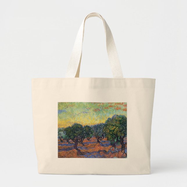 Vincent Van Gogh Olive Grove Impressionism Art Large Tote Bag (Front)