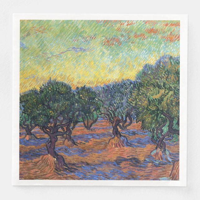 Vincent Van Gogh Olive Grove Impressionism Art Paper Dinner Napkins (Front)