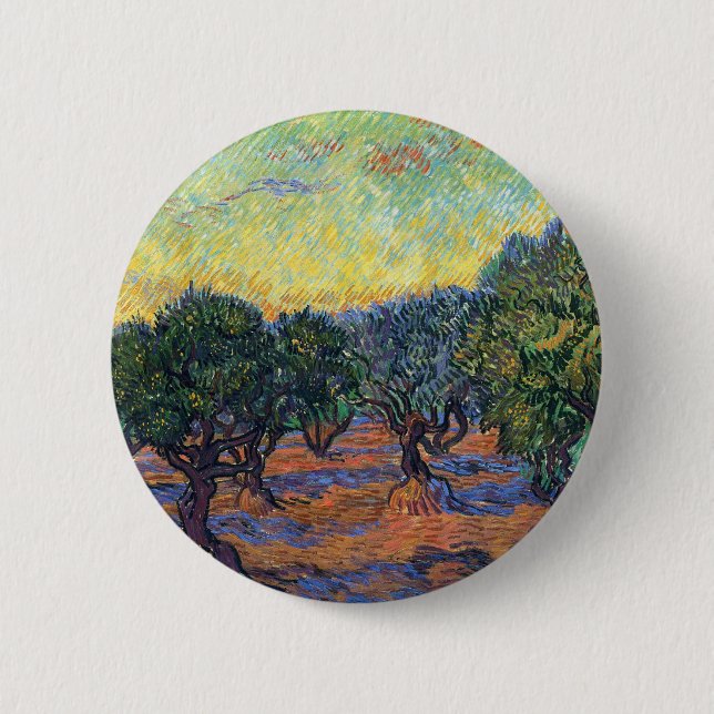 Vincent Van Gogh Olive Grove Impressionism Art Pinback Button (Front)