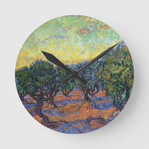 Vincent Van Gogh Olive Grove Impressionism Art Round Clock