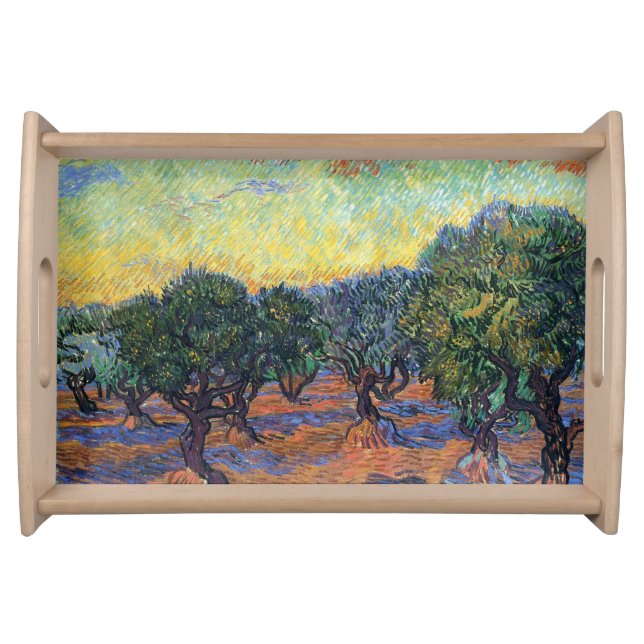 Vincent Van Gogh Olive Grove Impressionism Art Serving Tray (Front)