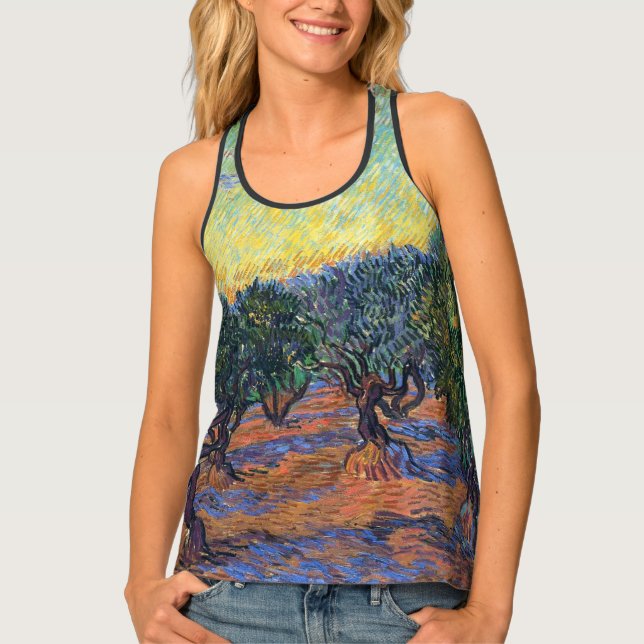 Vincent Van Gogh Olive Grove Impressionism Art Tank Top (Front)