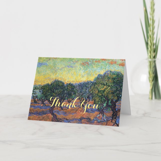 Vincent Van Gogh Olive Grove Impressionism Art Thank You Card (Front)