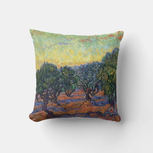 Vincent Van Gogh Olive Grove Impressionism Art Throw Pillow