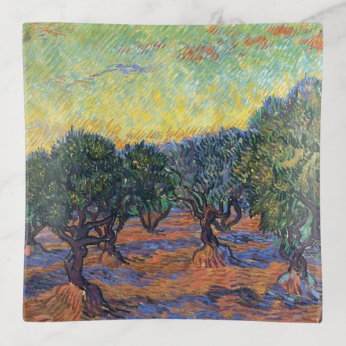 Vincent Van Gogh Olive Grove Impressionism Art Trinket Tray