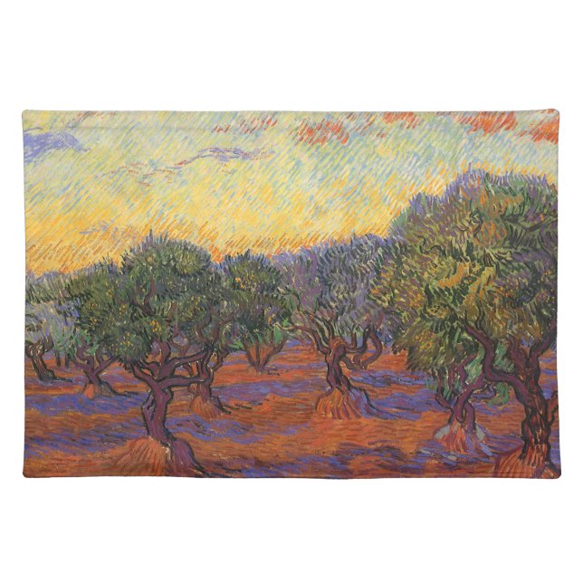 Vincent van Gogh - Olive Grove, Orange Sky Cloth Placemat (Front)