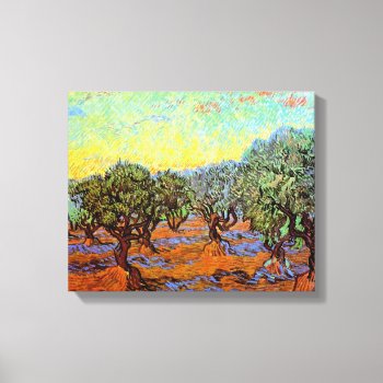 Vincent Van Gogh - Olive Grove With Orange Sky Canvas Print by ArtLoversCafe at Zazzle