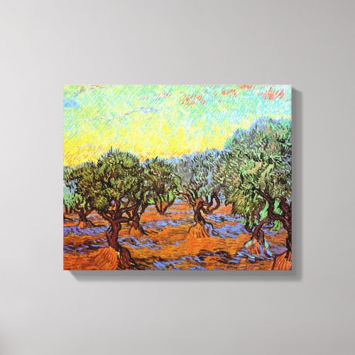 Vincent Van Gogh _ Olive Grove with Orange Sky Canvas Print