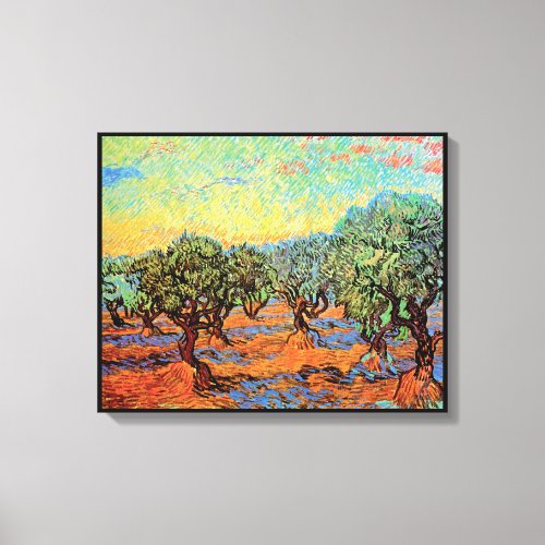 Vincent Van Gogh _ Olive Grove with Orange Sky Canvas Print