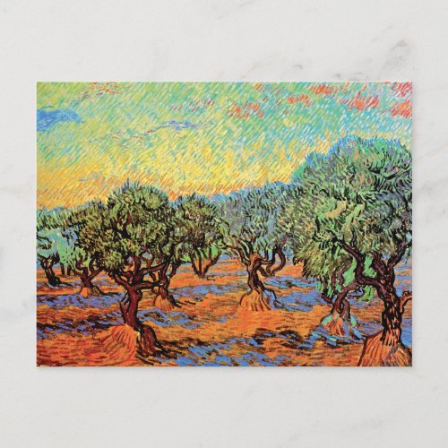 Vincent Van Gogh _ Olive Grove with Orange Sky Postcard