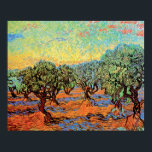 Vincent Van Gogh - Olive Grove with Orange Sky Poster<br><div class="desc">Vincent Van Gogh's Olive Grove with Orange Sky. Van Gogh painted at least 18 paintings of olive trees, mostly in Saint-Rémy-de-Provence France in 1889. Keywords: Country, Farm, Orchard, Trees Unlike similar stores, Art Lover's Cafe features classic, high resolution works of art that have been carefully restored, color-balanced & retouched to...</div>