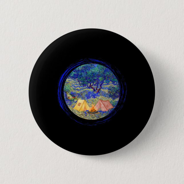 Vincent Van Gogh olive Orchard' Camping Graphic Fo Button (Front)