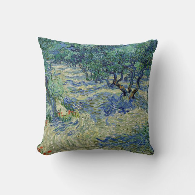 Vincent van Gogh - Olive Orchard Throw Pillow (Front)