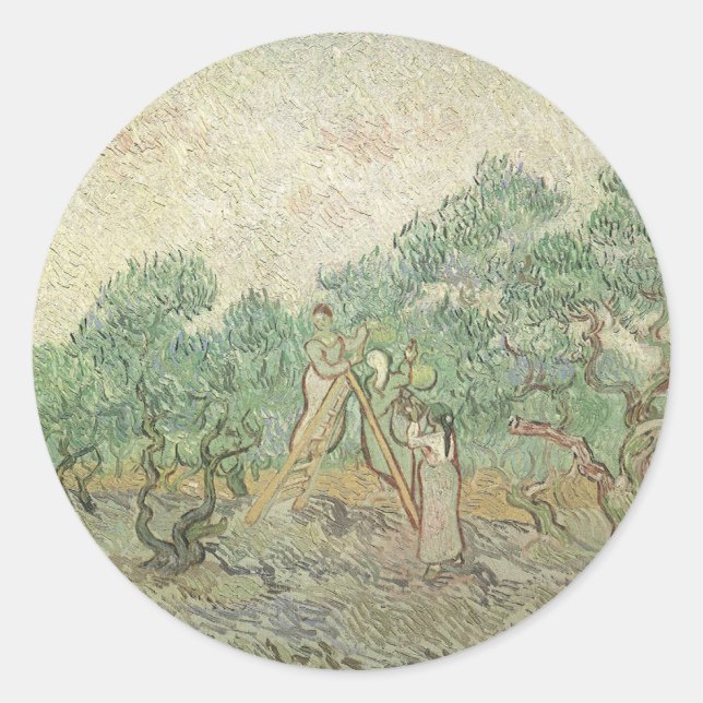 Vincent van Gogh - Olive Picking Classic Round Sticker (Front)