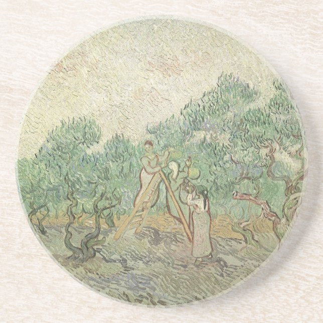 Vincent van Gogh - Olive Picking Sandstone Coaster (Front)