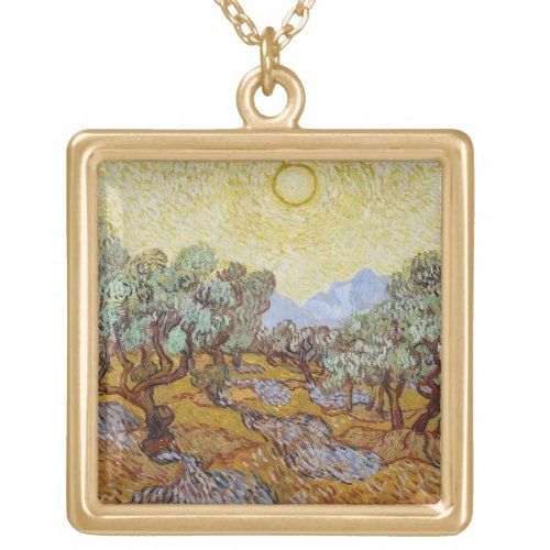 Vincent van Gogh  Olive Trees 1889 Gold Plated Necklace