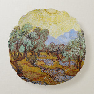 Vincent van Gogh   Olive Trees, 1889 Round Pillow