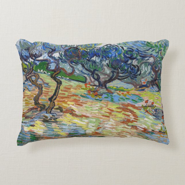 Vincent van Gogh - Olive Trees: Bright blue sky Accent Pillow (Front)