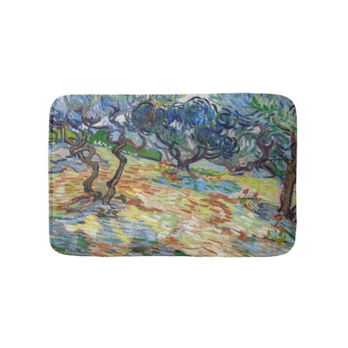 Vincent van Gogh _ Olive Trees Bright blue sky Bath Mat