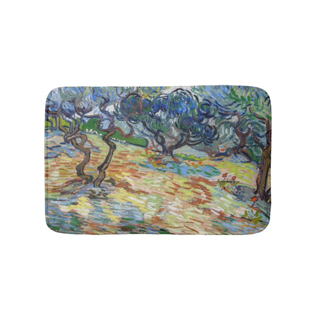 Vincent van Gogh - Olive Trees: Bright blue sky Bath Mat (Front)