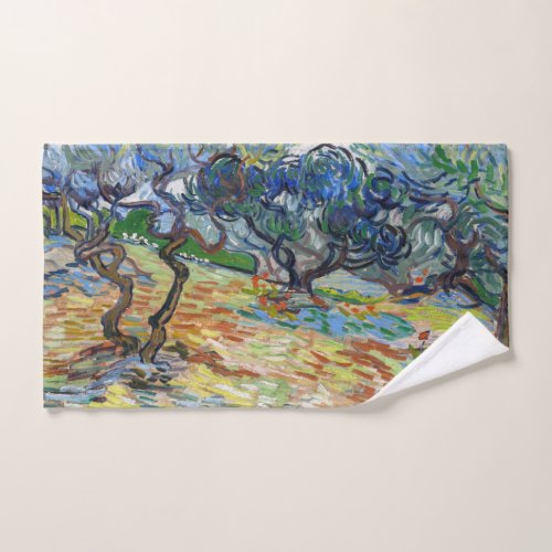 Vincent van Gogh _ Olive Trees Bright blue sky Bath Towel Set