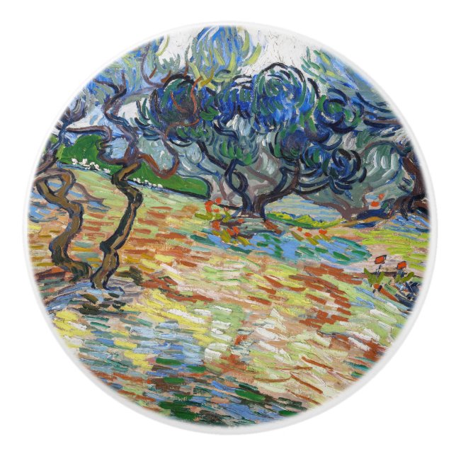 Vincent van Gogh - Olive Trees: Bright blue sky  Ceramic Knob (Front)