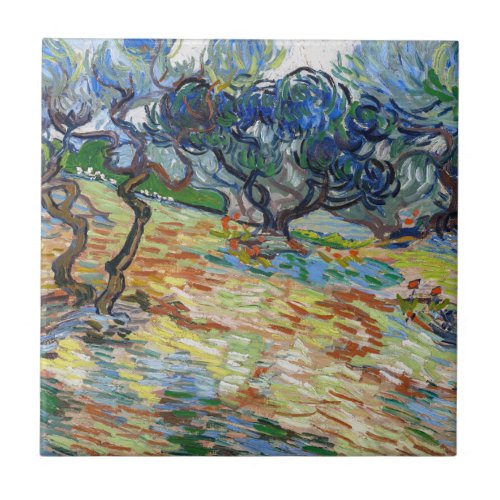 Vincent van Gogh _ Olive Trees Bright blue sky Ceramic Tile