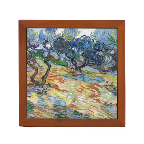 Vincent van Gogh _ Olive Trees Bright blue sky Desk Organizer