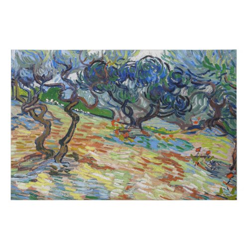 Vincent van Gogh _ Olive Trees Bright blue sky Faux Canvas Print